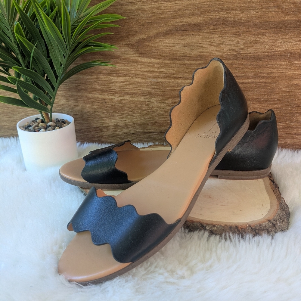 J. Crew Scalloped Leather Sandals
